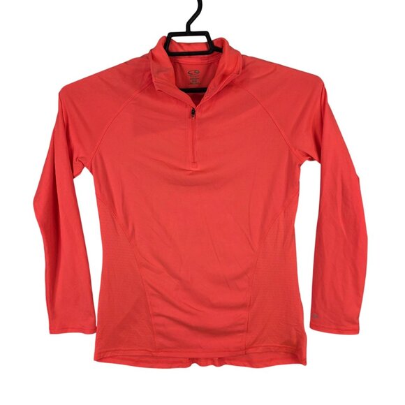 Womens Champion C9 Orange Duo Dry Active Top 1/4 Zip Long Sleeve Mock Neck M - Picture 1 of 7